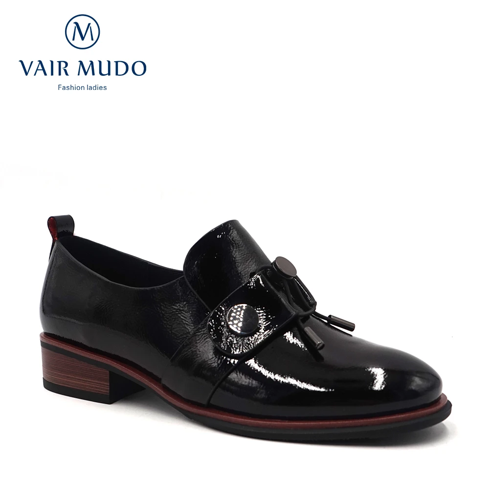 

VAIR MUDO 2020New Brand Women Pumps shoes Patent leather Black Low heels Factory Sale Handmade Shoes Women casual shoes D171