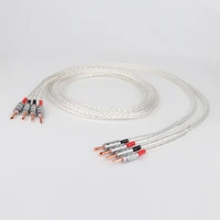 pair 8ag 8n single crystal silver plated speaker cable banana plug loudspeaker cable for hifi amplifier