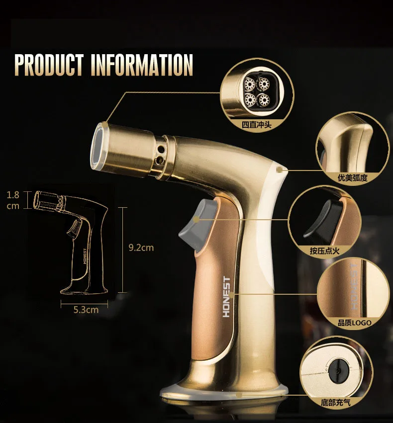 Четыре прямого струйного пламени искусственная сигара надувной