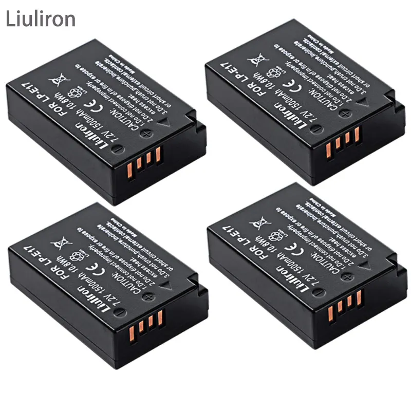 4x1500 мА/ч, LP-E17 LPE17 LP E17 Камера Батарея+ ЖК-дисплей Dual USB Зарядное устройство для цифровой однообъективной зеркальной камеры Canon EOS M3 M5 M6 750D 760D T6i T6s 800D 8000D поцелуй X8i - Цвет: 4battery