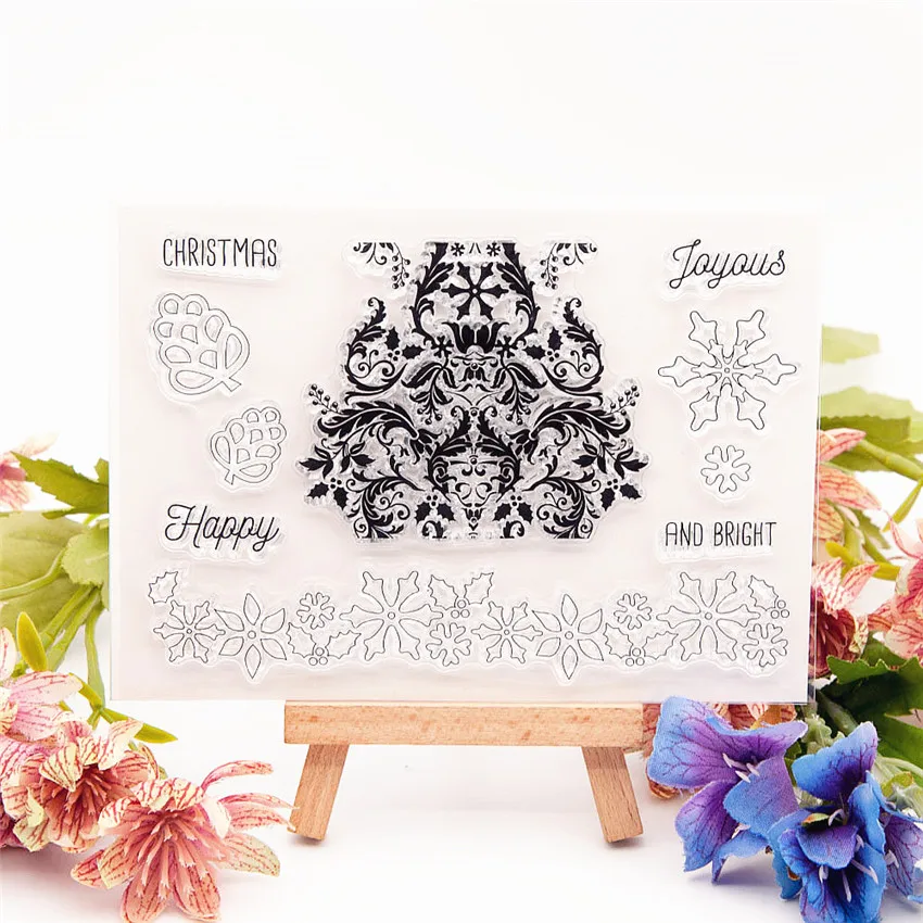

Christmas Snow Vines Clear Stamps Transparent Seal 14x10cm Silicone Seal TPR Halloween Roller Stamps DIY Scrapbooking Card