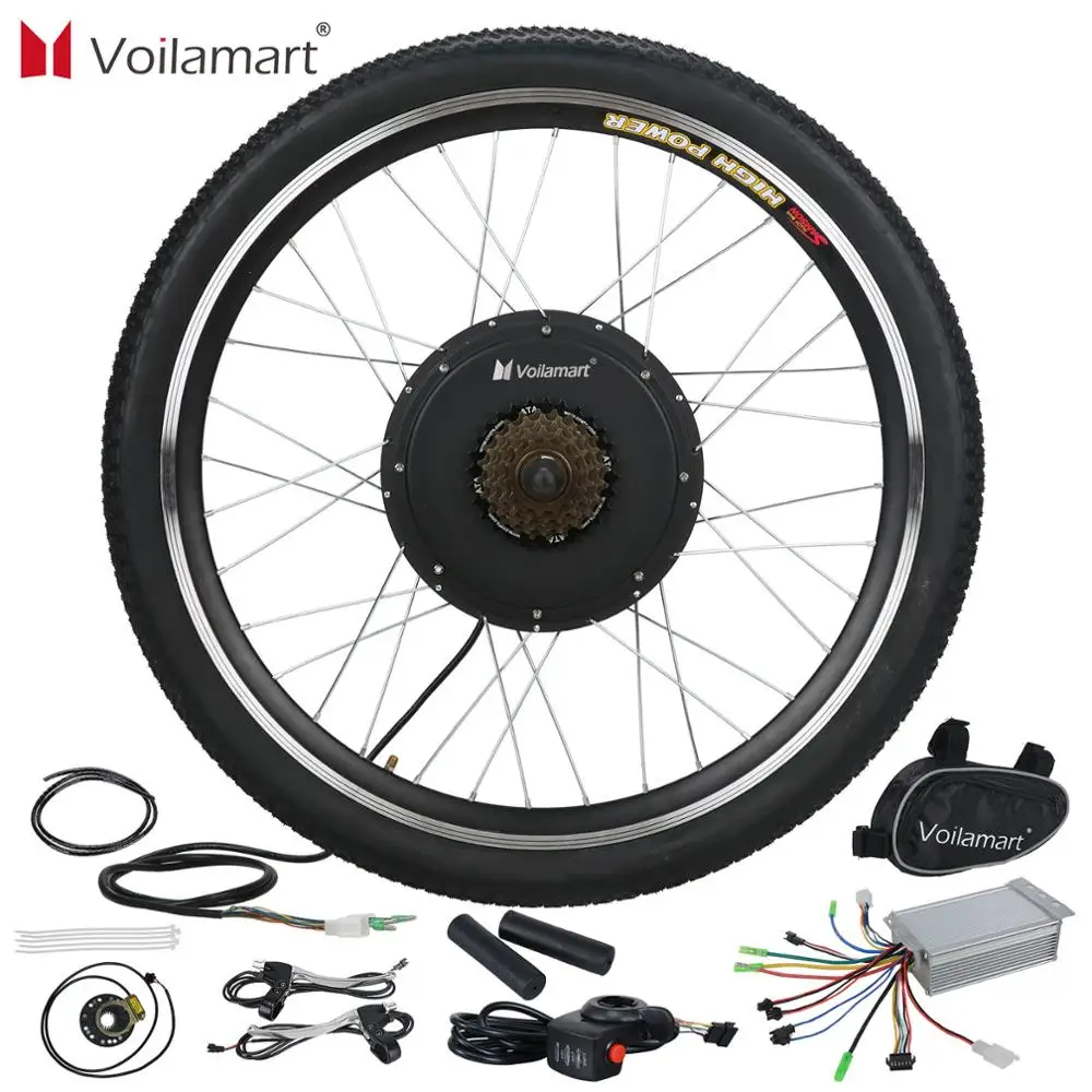 

Voilamart 26" 36V 500W Electric Bicycle Front Rear Wheel EBike Conversion Kit Wheel Brushless Gearless Hub Motor Rear Drive