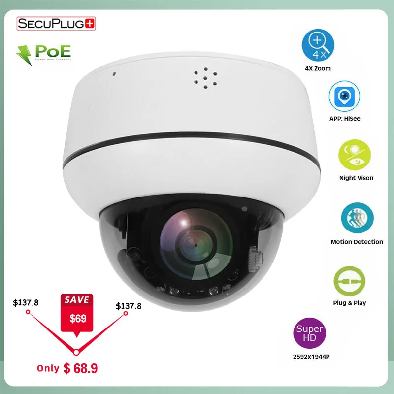 

Full HD 2MP PTZ IP CCTV Security Camera POE 48V Mini Pan/Tilt/Zoom 4X Optical Zoom Speed Dome PTZ Camera Onvif RTSP