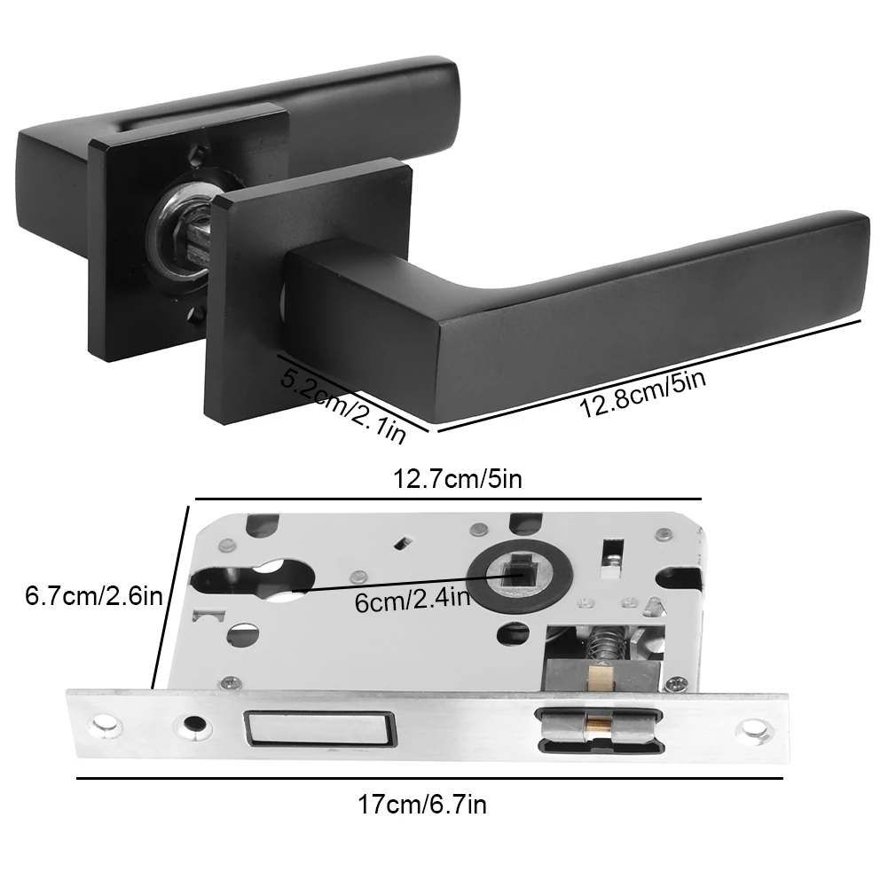Ручка дверная цилиндрическая регулируемая простой черный замок набор бесшумных