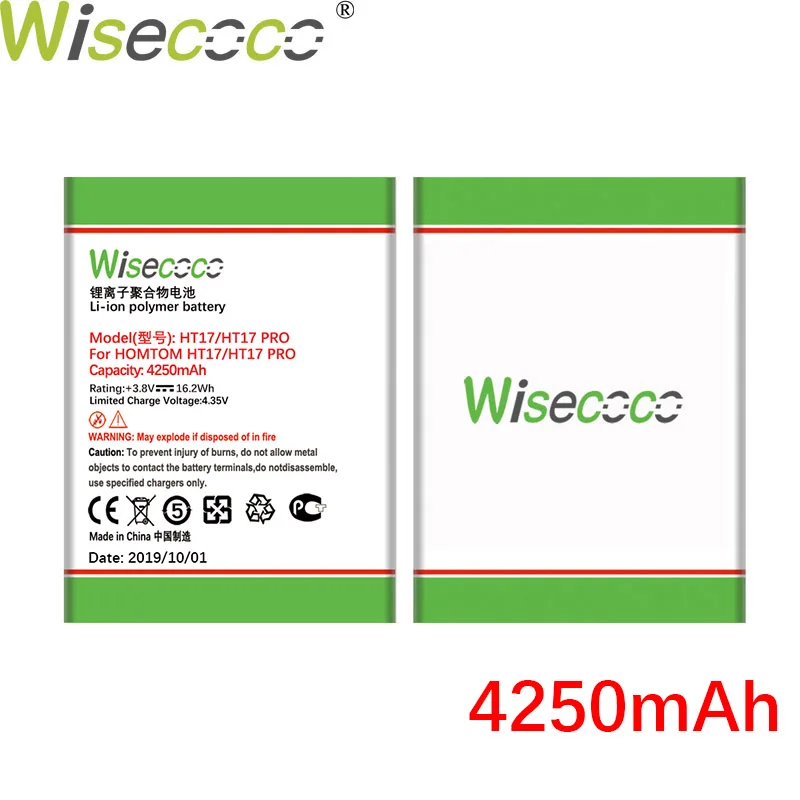 WISECOCO 4250 мАч батарея для HOMTOM HT17 HT 17 PRO мобильный телефон новейшее производство высокое качество батарея+ номер отслеживания