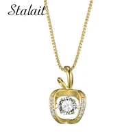 luxury gold apple necklaces for women aaa cubic zirconia fruit necklace rhinestone pendant jewelry keep color 2 years