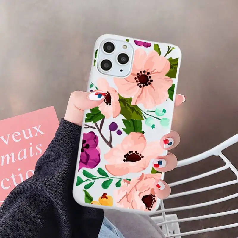 

Flower Romantic aesthetics pattern Phone Case Candy Color for iPhone 6 7 8 11 12 s mini pro X XS XR MAX Plus