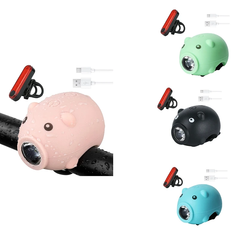 

Супер яркие велосипедные фонари USB, мощные велосипедные фары и задние фонари, велосипедные фонари в форме милой свинки