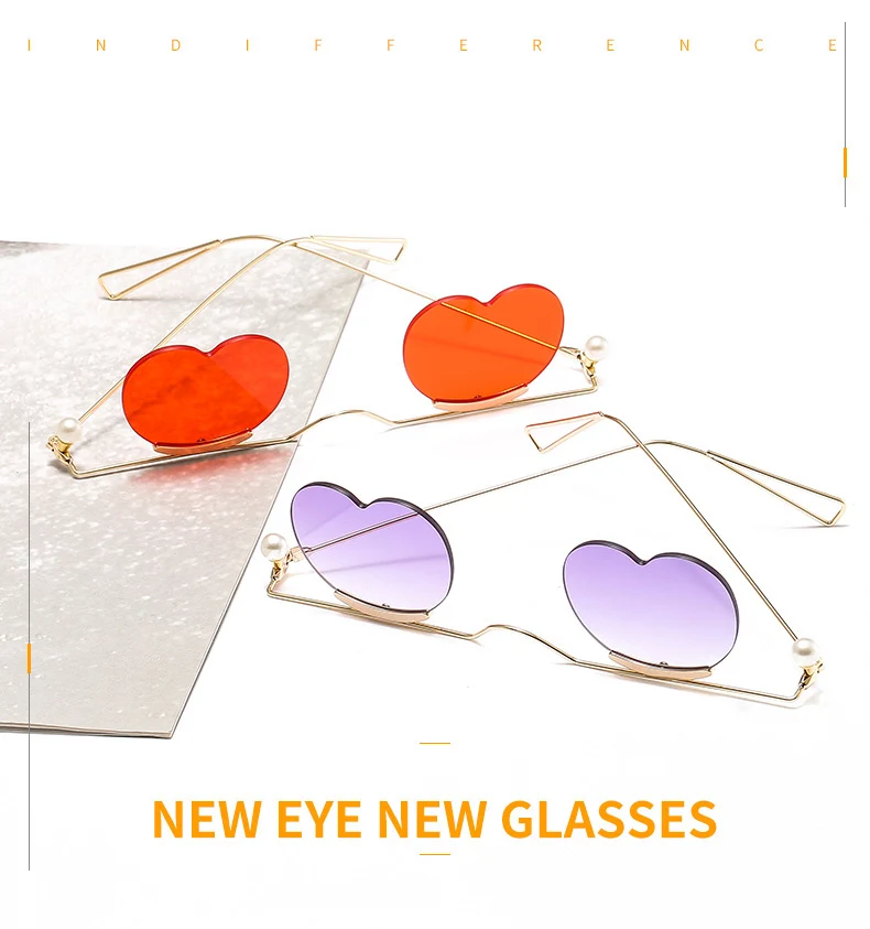 

vintage Frameless love metal sunglasses women men Personality gradient small sun glasses Punk fashion unique Ladies Eyewear