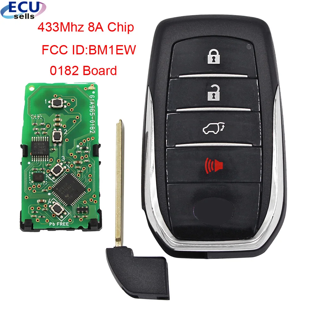 OEM 3 + 1 кнопочный смарт-ключ для автомобиля без ключа Toyota Fortuner 433 МГц 8A чип FCC ID:BM1EW 0182