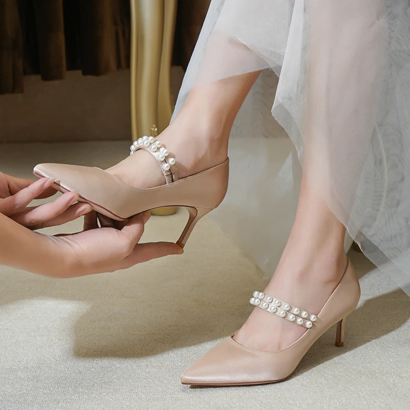 

Wedding Shoes Show Wo Wedding Dress Two Wear 2021 New Bridal Shoes Champagne Bandage High Heels Not Tired Feet Daily Wear