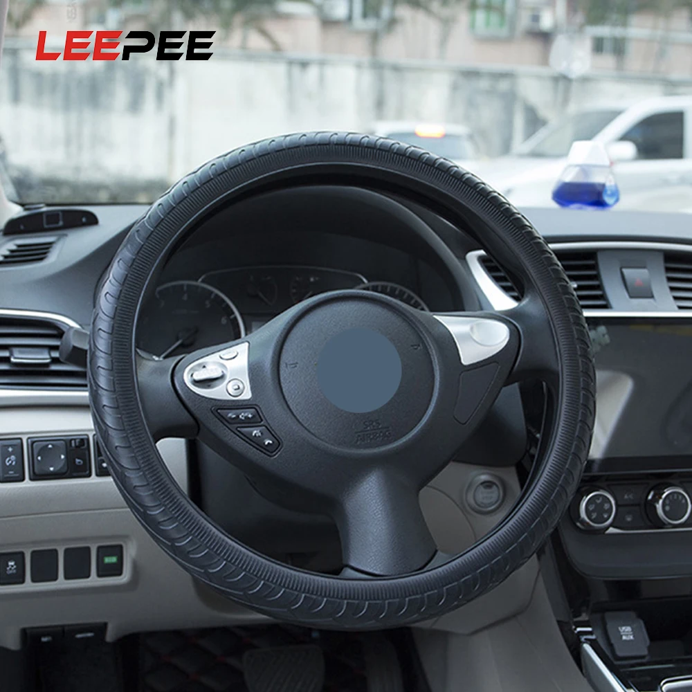 LEEPEE универсальные Силиконовые чехлы на руль 36-40 см, автомобильные аксессуары, противоскользящая крышка на руль автомобиля