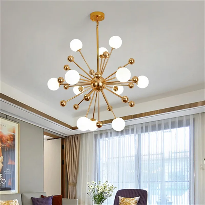 Люстра декоративная золотистая акриловая для кухни ресторана столовой|Люстры| |