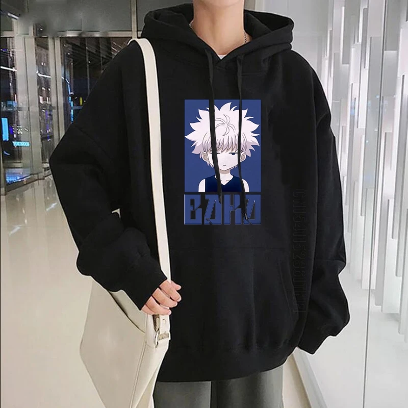 

Anime Hunter X Hunter Killua Zoldyck Baka Men Kawaii Hoodies Harajuku Graphic Long Sleeve Sweatshirt Hoodies Streetwears