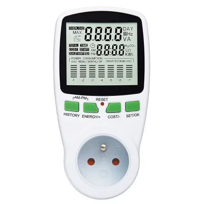 FR Plug In EU US UK Meter electricity monitoring electricity voltage power metering socket type mete watt meter power analyzer kwh - Цвет: FR Plug In