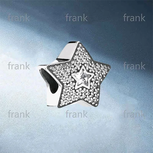 

791384CZ Star pave silver charm with cubic zirconia