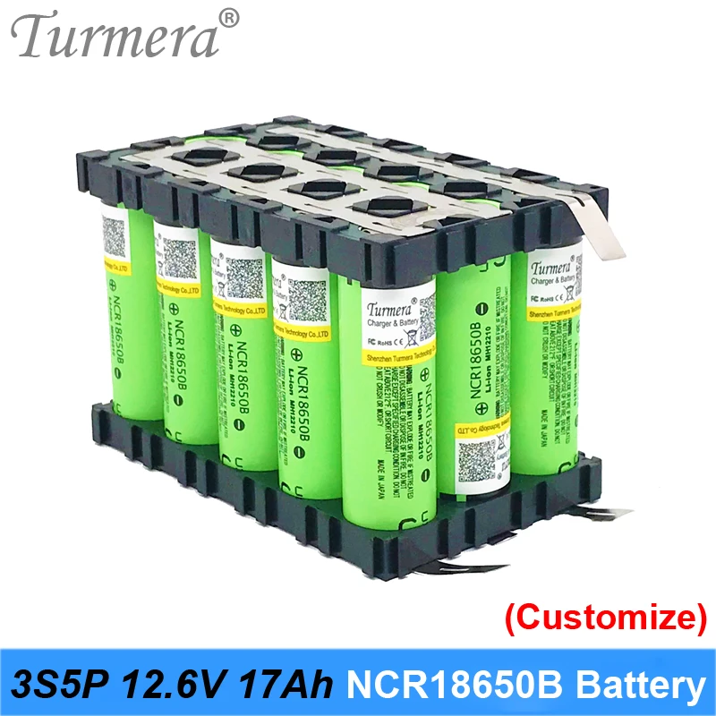 3s 12 В батарея 18650 упаковка ncr18650b 3400 мАч для 3s5p 17Ah сварочная батарея для электровелосипеда садовый инструмент с держателем на заказ