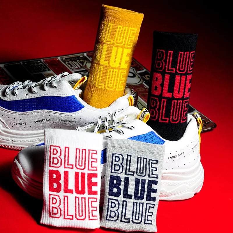 Синие носки до середины голени для взрослых с вырезами тени уникальные