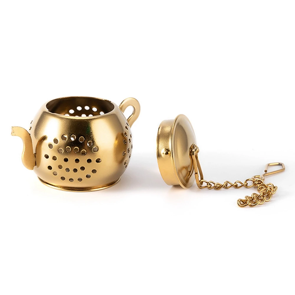 

Tea Infuser Reusable Tea Bag Loose Leaf Tea Strainer with Extended Chain Hook Teapot Design Tea Defusers For Loose Tea