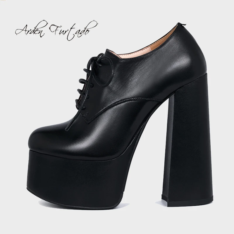

Модная женская обувь Arden Furtado зимние сексуальные ботинки из натуральной кожи с круглым носком туфли-лодочки на платформе с перекрестной шну...