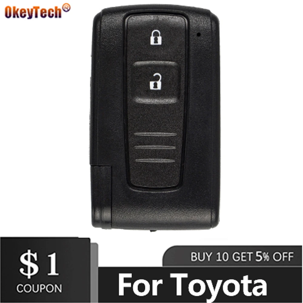 

OkeyTech 2 Button Remote Blank Key Cover Case Shell Fob for Toyota Prius Corolla Verso Smart Card With Toy43 Blade Free Shipping