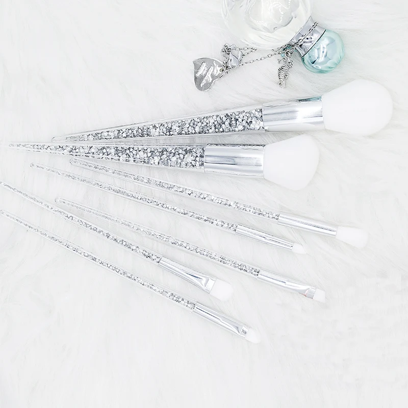 Новинка хит продаж 7 шт. серебристые алмазные Кристальные кисти для макияжа в