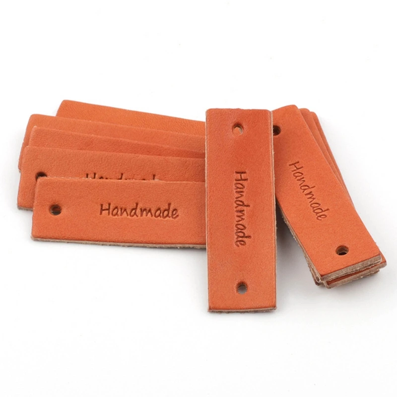 

1pc Handmade Letter Pattern Leather Tags Rectangle Embossed Label DIY Flag Labels for Garment Sewing DIY Craft Making Accessory