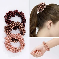 furling girl 1 pc simulated pearl elastic hair bands bright colors shinny plated beads headwear fashion hair accessories
