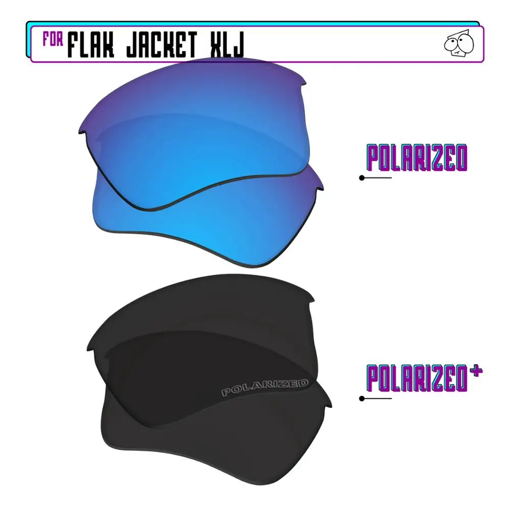 EZReplace Polarized Replacement Lenses for - Oakley Flak Jacket XLJ Sunglasses - BlackPPlus-BluePPlus