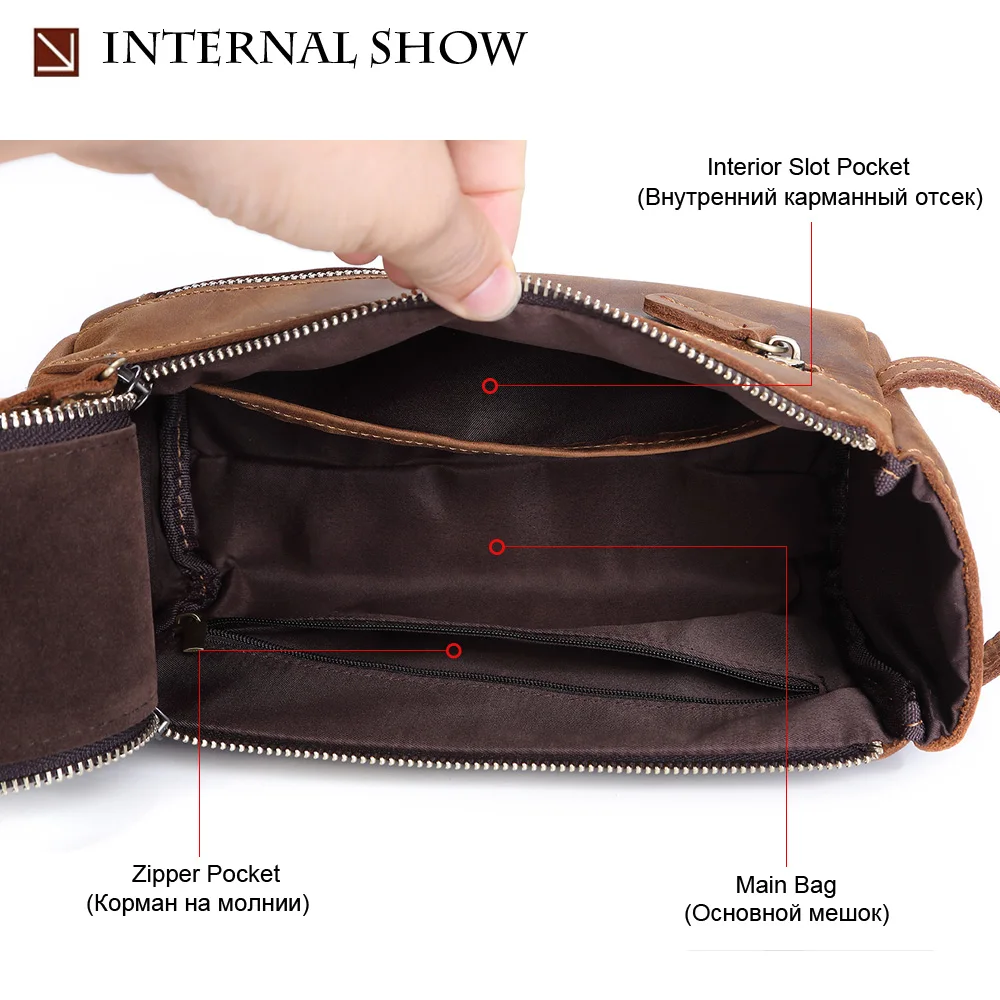 Сумка MISFITS мужская из натуральной кожи модная повседневная винтажная косметичка