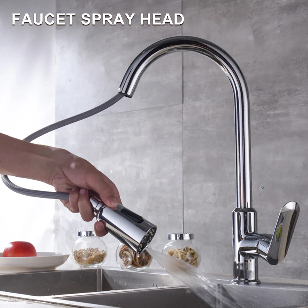 

ABS Sprinkler Tool 3 Function Bathroom Durable Pull Out Faucet Spray Head Tap Extender Kitchen Sink Replacement Small Outlet