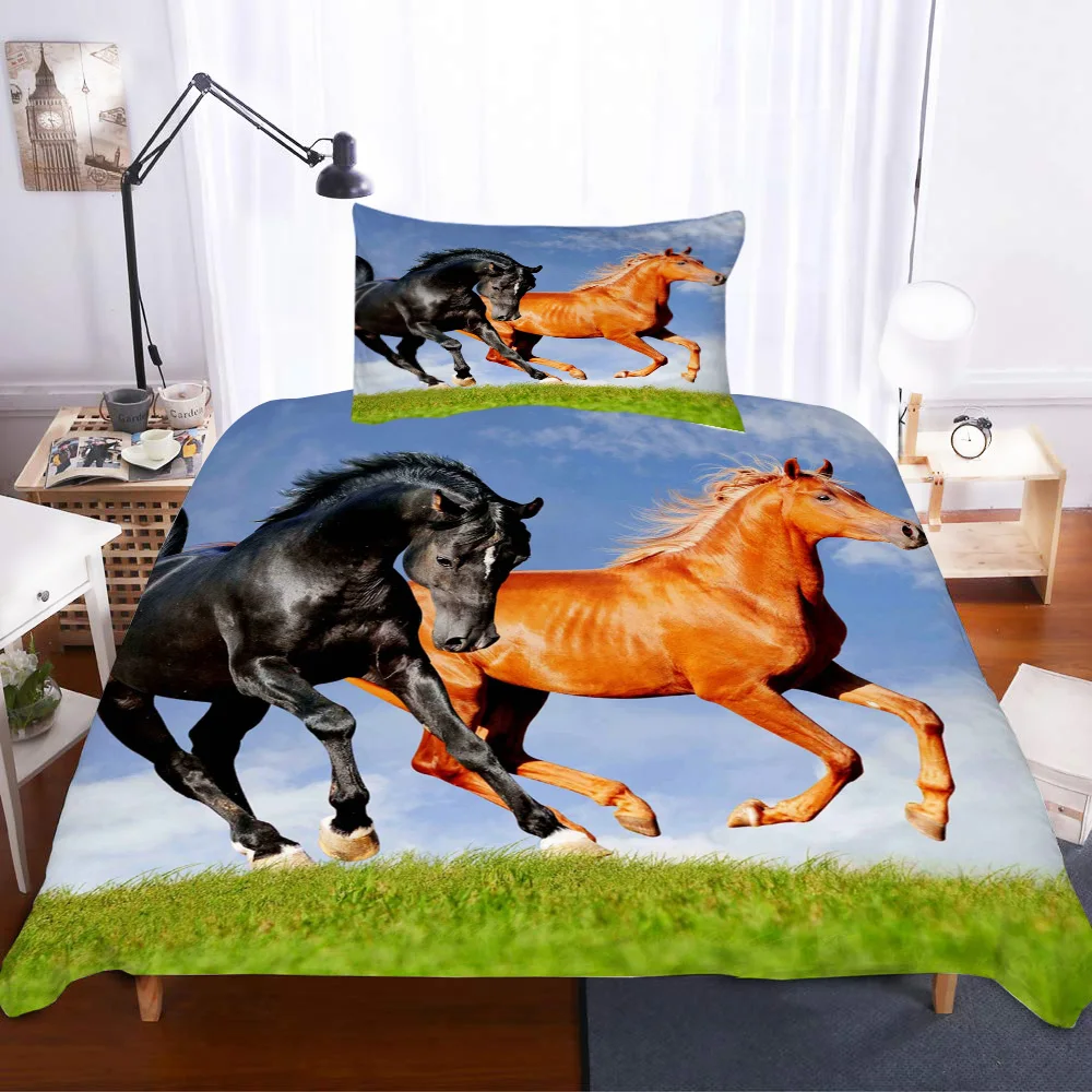 Пастбища лошадь небо Пододеяльник подушка чехол Стёганое одеяло крышка