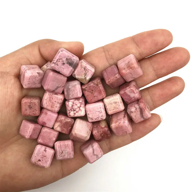 1 шт. натуральный родонит розовый полированный куб хрустальные камни лечебные
