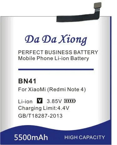 Da Xiong 5500 мАч BN41 аккумулятор для телефона Xiaomi Hongmi Note 4 Redmi Note 4