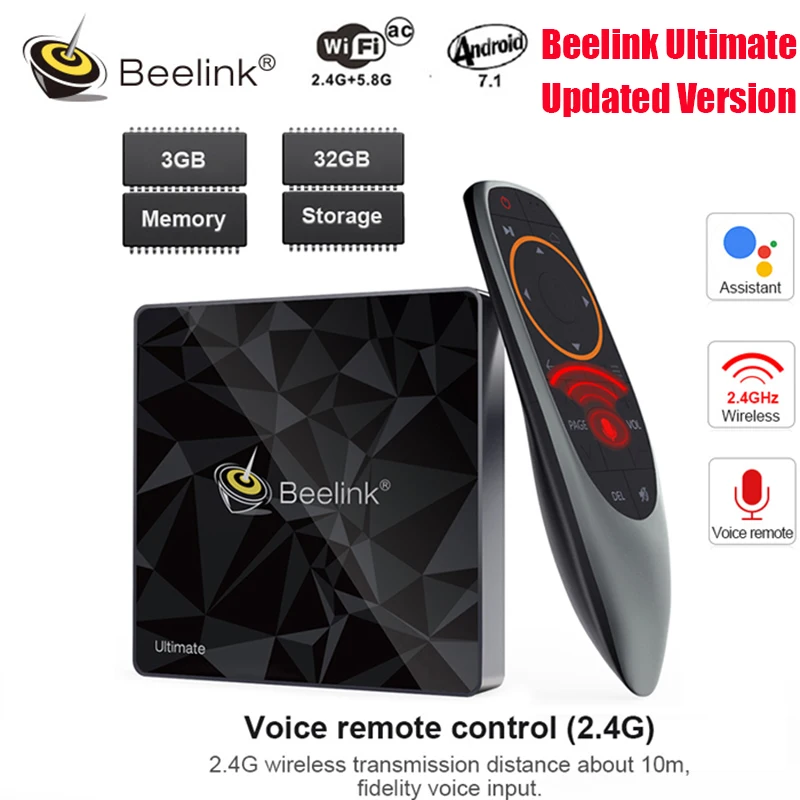 Хит! Beelink GT1-A/GT1 Ultimate Android 7,1 ТВ приставка Amlogic S912 Восьмиядерный 3 ГБ+ 32 ГБ Bluetooth 4,0 FHD 4K телеприставка медиаплеер