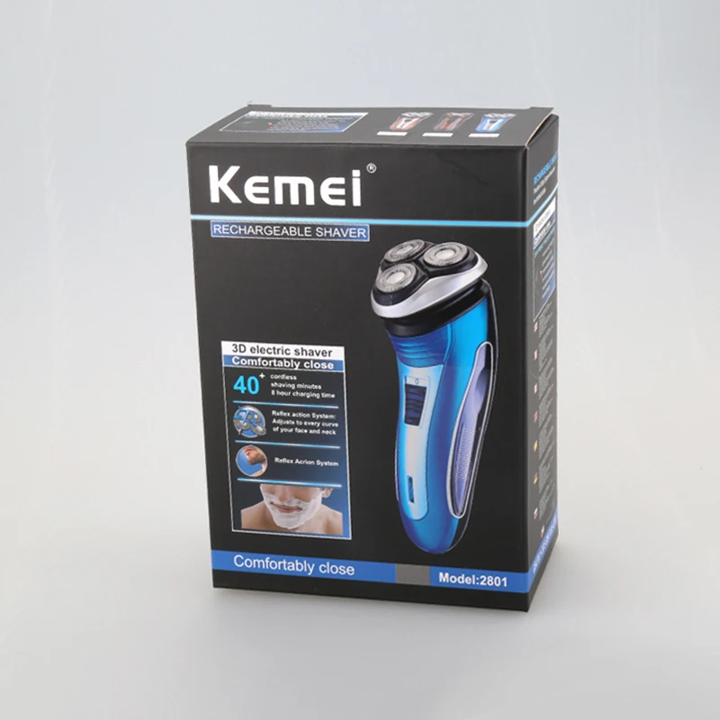 

Kemei Rechargeable Electric Shaver 3D Triple Floating Blade Heads Razors Face Care Men Beard Trimmer Sideburn Shaving Machine