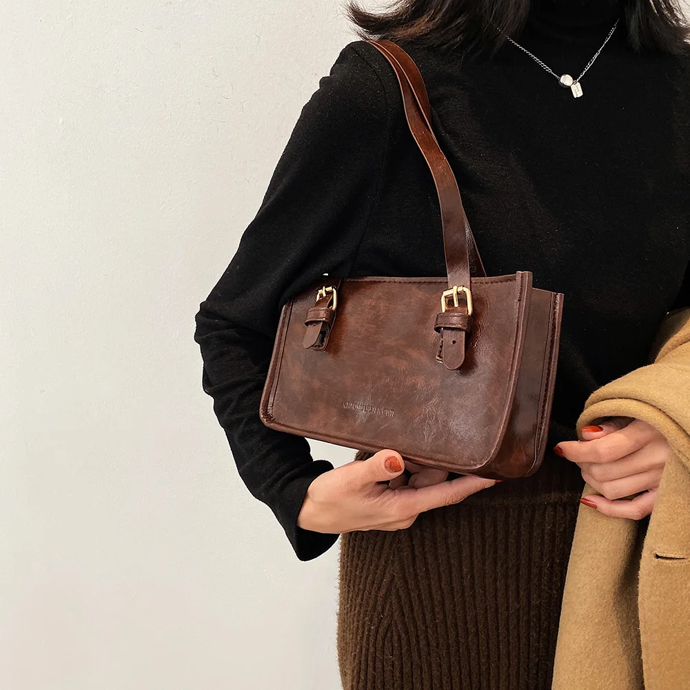 

Модные однотонные Сумки из искусственной кожи для женщин, маленький тоут на плечо с ручкой сверху, женская уличная сумка для поездок