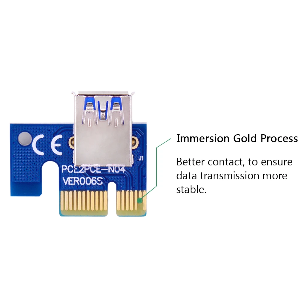CHIPAL 10 шт. PCI-E Райзер-карта VER006S PCI Express 1x до 16x расширитель 0 6 м 1 USB 3 кабель для
