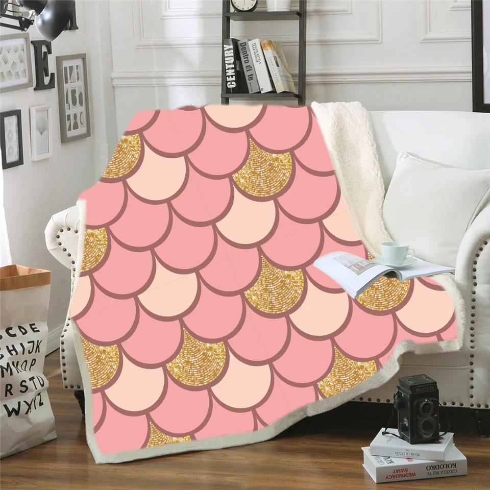 Цветочный шерпа одеяло рыбья чешуя покрывало любовь и мир Бархатные плюшевые