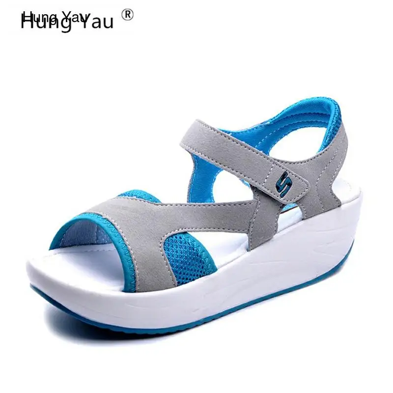 Женские босоножки на танкетке Hung Yau повседневные сетчатые дышащие сандалии