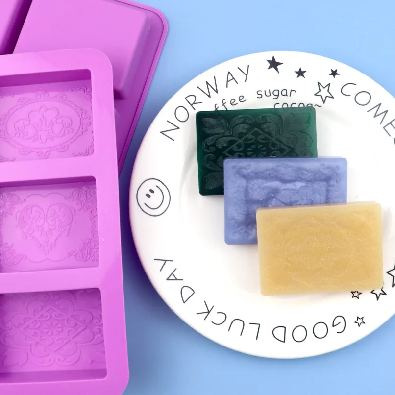 

6-hole rectangular oval handmade soap mold soap flower pattern soap mould