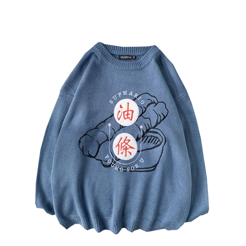 

Spring Autumn O-Neck Sweater Men's Trendy Knitwear Printed Pattern Chinese Characters Long Sleeve Top Trendy Loose Thin Pullover