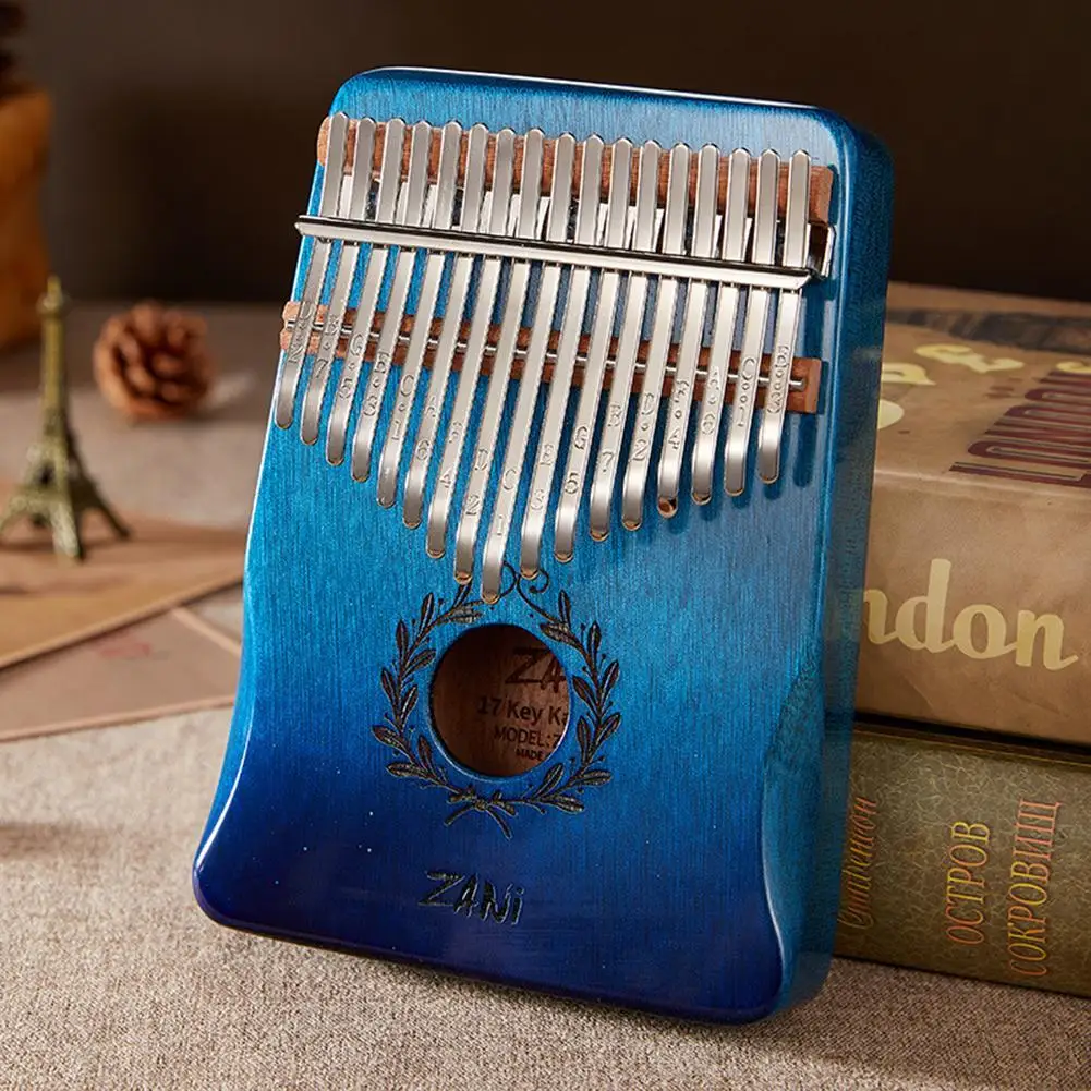 Mahogany 17-tone Thumb Piano C-tune Kalimba Portable Small Musical Instrument Olive Branch Pattern Keyboard | Спорт и развлечения