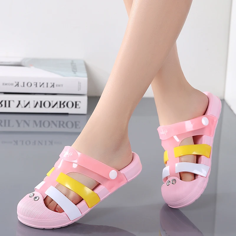 Летние женские босоножки из прозрачного пластика Женские сандалии на плоской