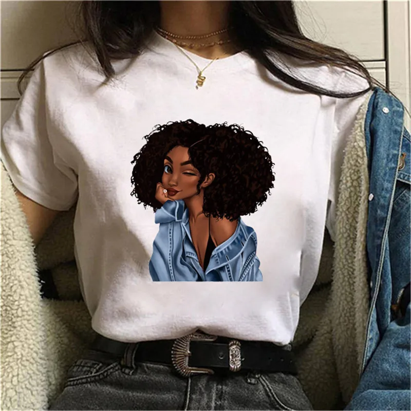 MLCRIYG Cool Melanin черная женская футболка с принтом для девочек Harajuku футболки женщин