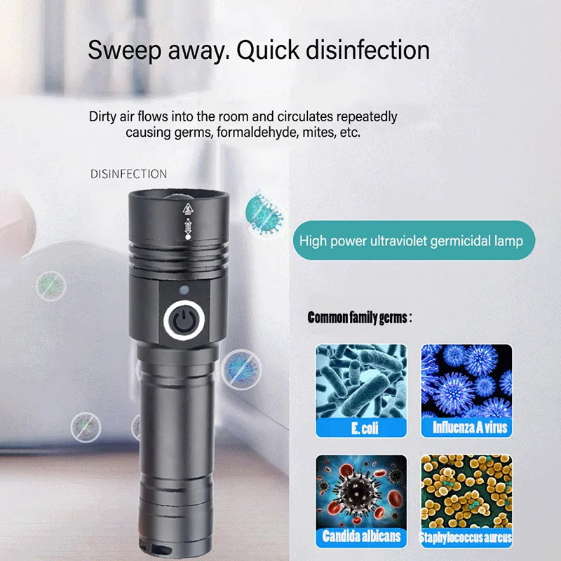 Портативный светодиодный фонарик UVA UVC масштабируемый перезаряжаемый