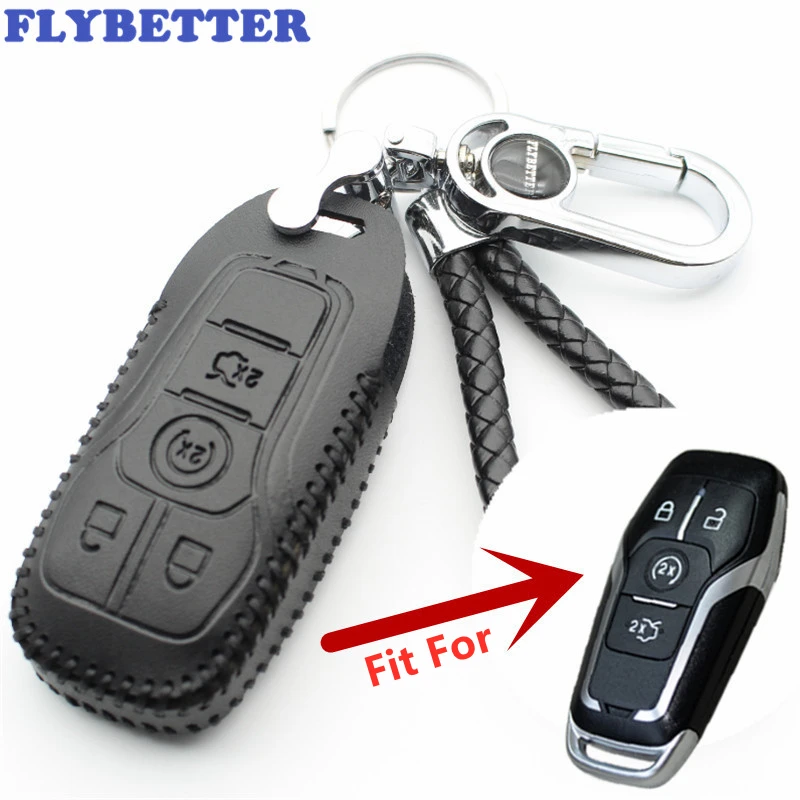 FLYBETTER натуральная кожа 4 кнопки смарт ключ чехол КРЫШКА ДЛЯ Ford Fusion/Mondeo/Mustang/F