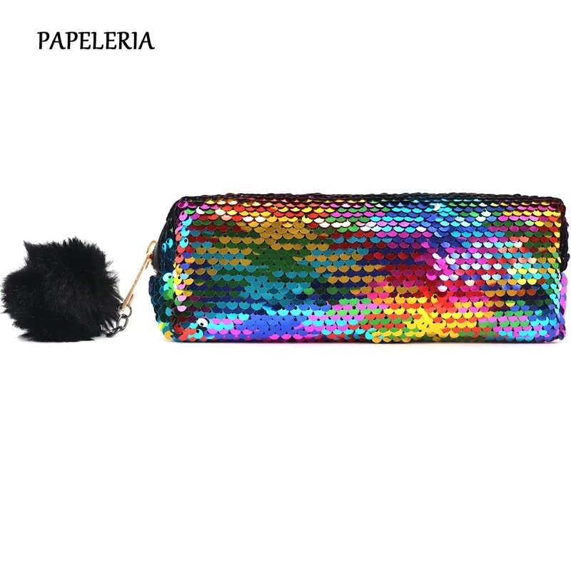 

Цветной Реверсивный чехол-карандаш с блестками, школьные принадлежности, канцелярские принадлежности, подарок, милый пенал, чехол-карандаш...