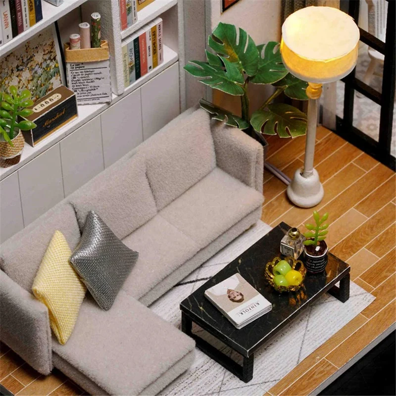 

DIY Miniature Dollhouse Kits Wooden Mini Furniture Decoration Dollhouse with Dust Proof Cover 1:32 Scale Creative Room