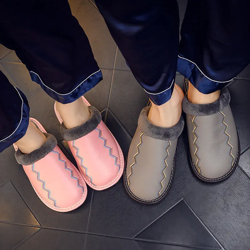 Зимние шлепанцы унисекс натуральная кожа меховые для спальни мюли большие